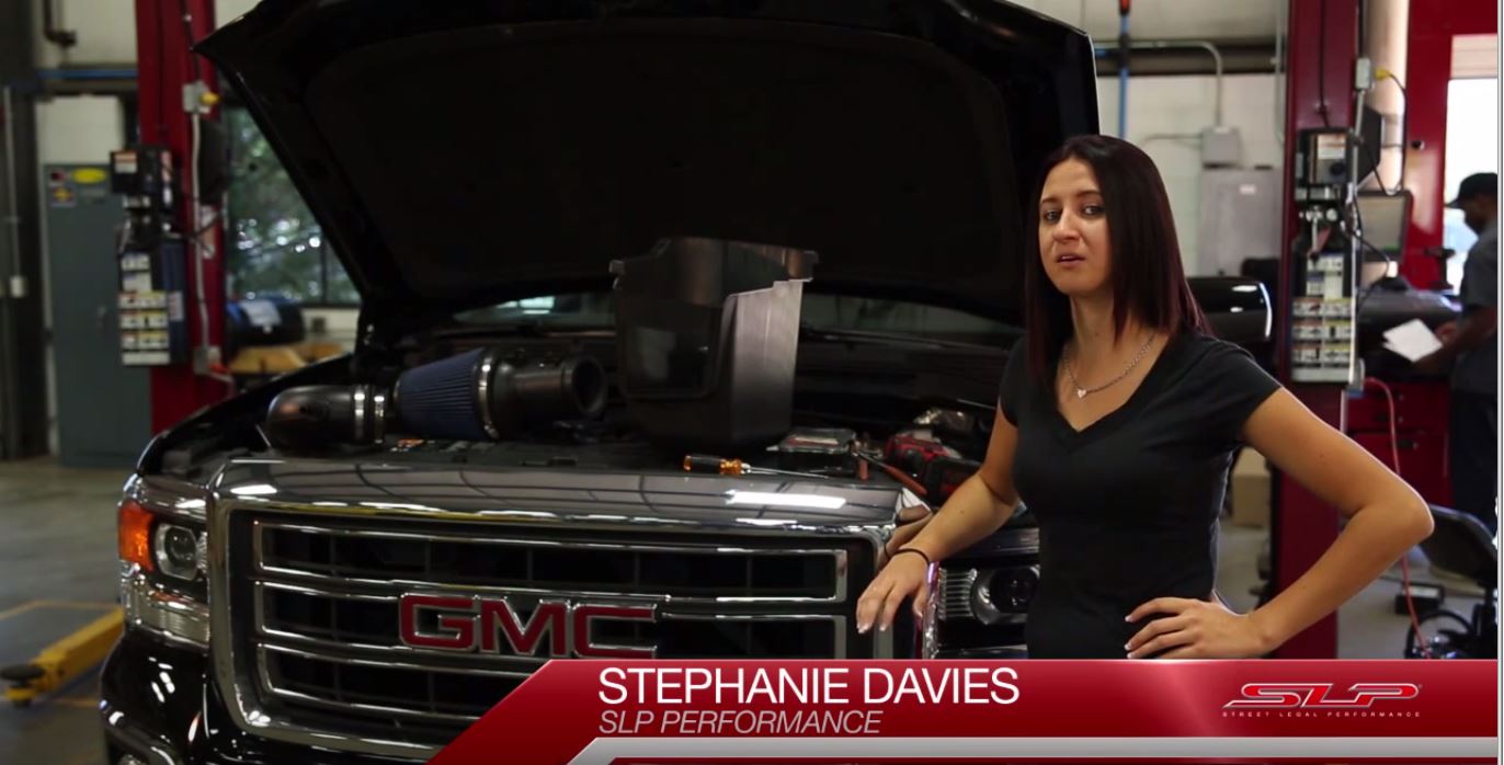 Stephanie Davies shows us how to Install an SLP BLackWing Cold air kit on her GMC Sierra
