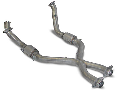 2005-2009 Mustang GT PowerFlo-X Crossover Pipe with Cats - Full Assembly Image #